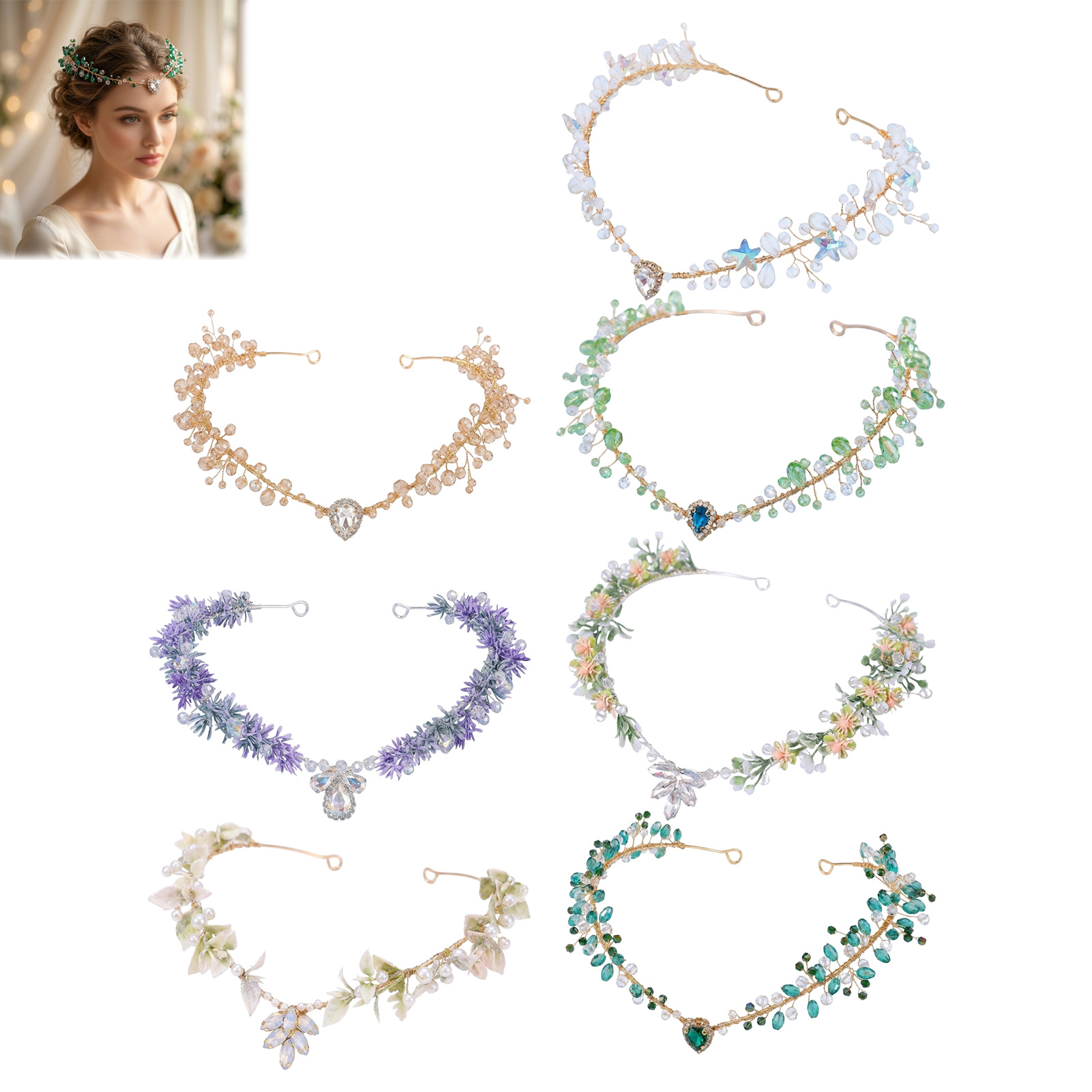 Wedding Party Supply - Gelin Saç Bandı Üçgen Kristal Başlık