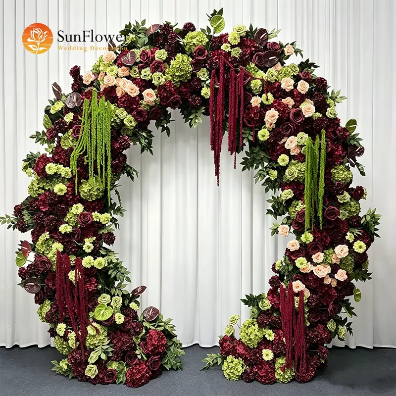 Wedding Arch Flower - Sonbahar Çiftlik Düğün Girişi için Bordo