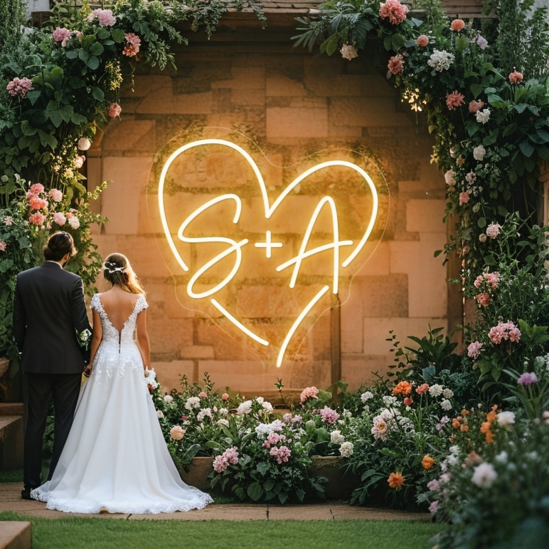Wedding Party Supply - Özel Harfleri Kalp LED Neon Burcu,