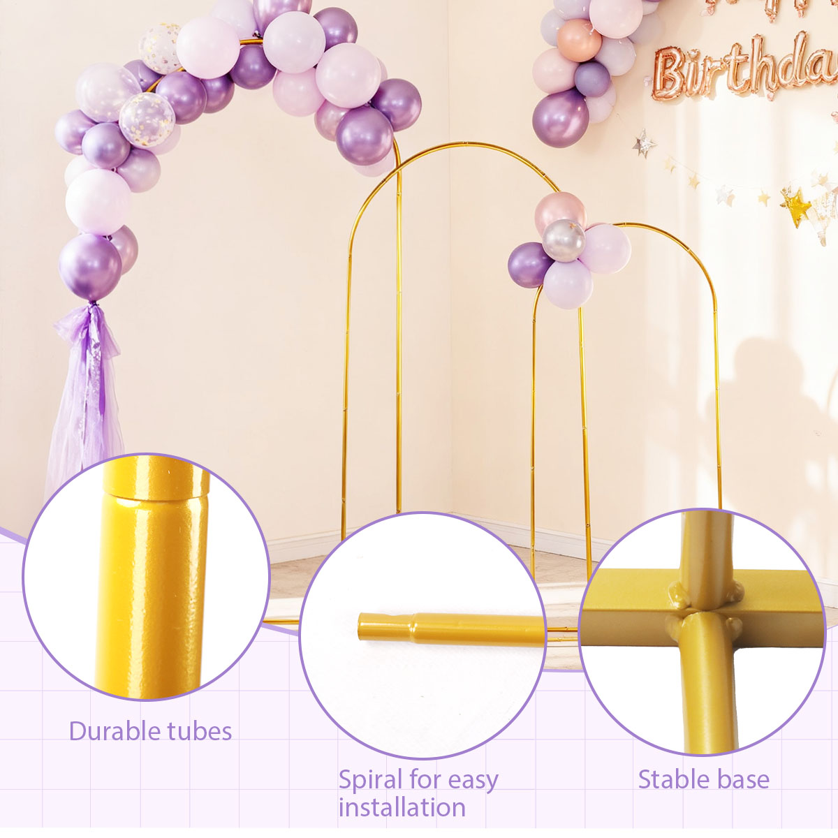 3'lü Altın Metal Kemer Seti, A - Wedding Balloon Arch incelemesi ve fiyatı