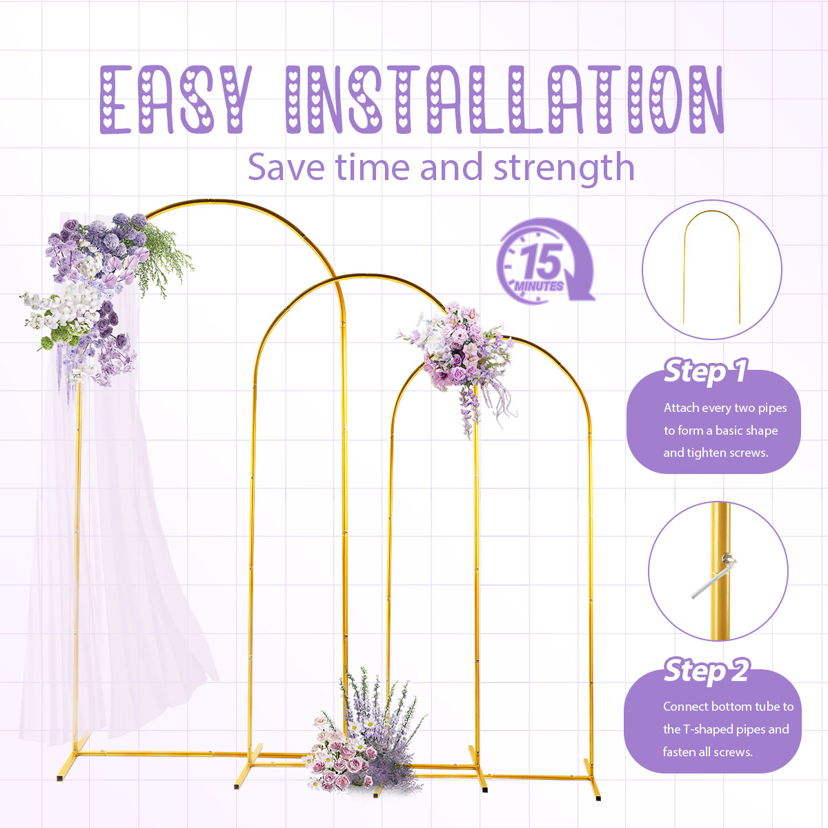 3'lü Altın Metal Kemer Seti, A - Wedding Balloon Arch incelemesi ve fiyatı